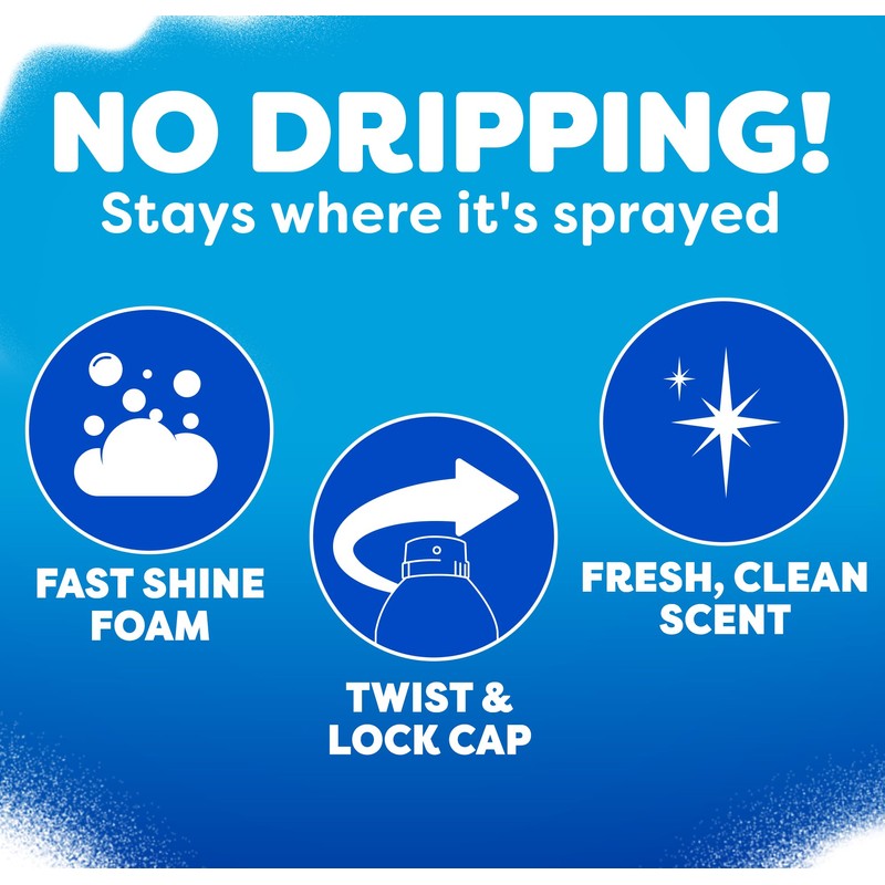 Windex Fast Shine Foam Glass Cleaner, No-Drip Aerosol Cleaning Spray,