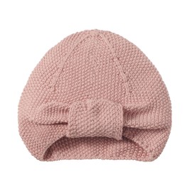 Nordic Coast® Baby Turban Knitted - Baby Hat Dusky Pink - 100% Oeko Tex Cotton - 6-12 Months - Knitted Hat Headwear Girls