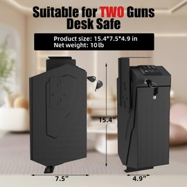 PATRON Gun Safe for handgun, Biometric Gun Safe box for pistols，hidden Wall or Desk Mounted fingerprint safes for nightstand,Bedside,Truck，electronic Quick Access shotgun safe box