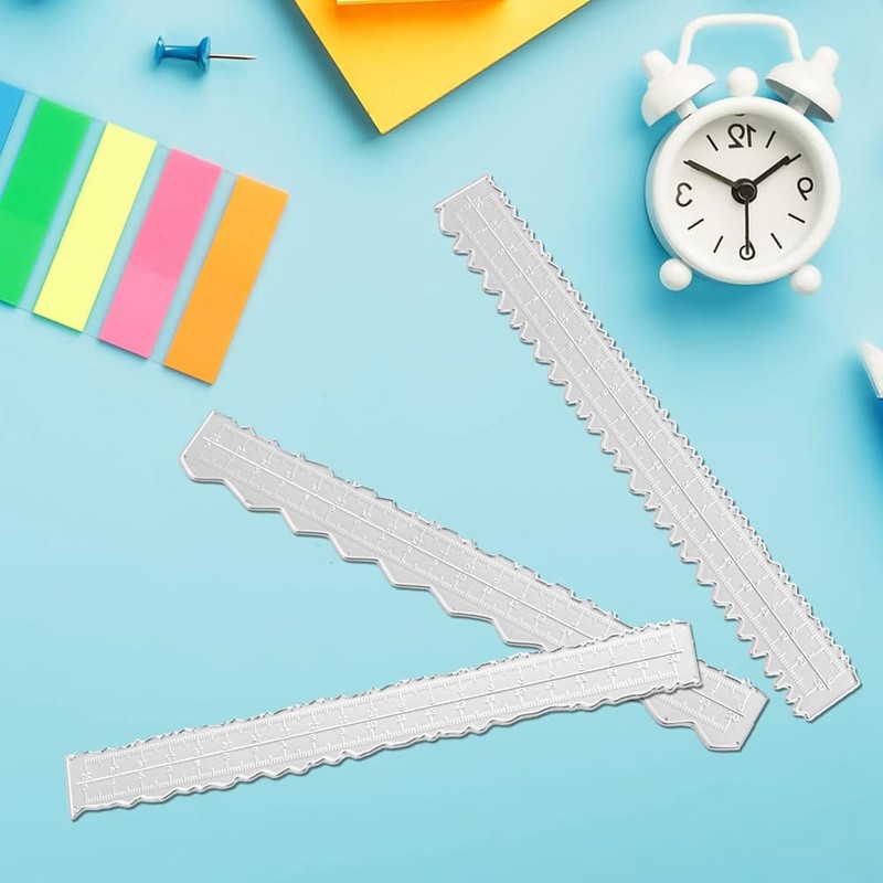 Nagoyuki 3 Styles Irregular Edge Ruler,Metal Craft Ruler Paper Tearing