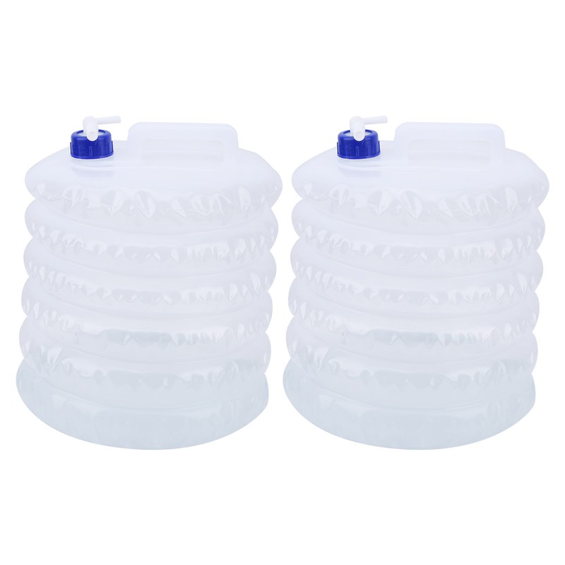 2PCS Outdoor Foldable Water Bucket Portable Plastic Water Bag Bottle