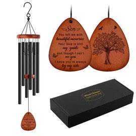 Memorial Gifts for Loss of Son, Christmas in Heaven Memorial Wind Chimes 25'', Loss of Son Sympathy Gifts, Home Decor Outdoor Garden, Soothing Melodic Tones with Mute Option