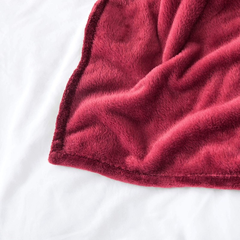 MOONLIGHT20015 Fleece Blanket Throws for Sofas - 400 GSM Burgundy