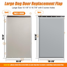 PAC11-11039 Pet Door Replacement Flaps for Dog and Cat, Doggie Replacement Flap Doors Compatible with Pet-Safes Freedom Doggie Doors (3, Large 10 1/8" x 16 7/8")