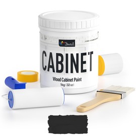 DWIL Cabinet Paint All Match - 32 OZ Black | Waterproof, No Sanding, Low Odor | Kitchen and Bathroom Cabinet Makeover Kit