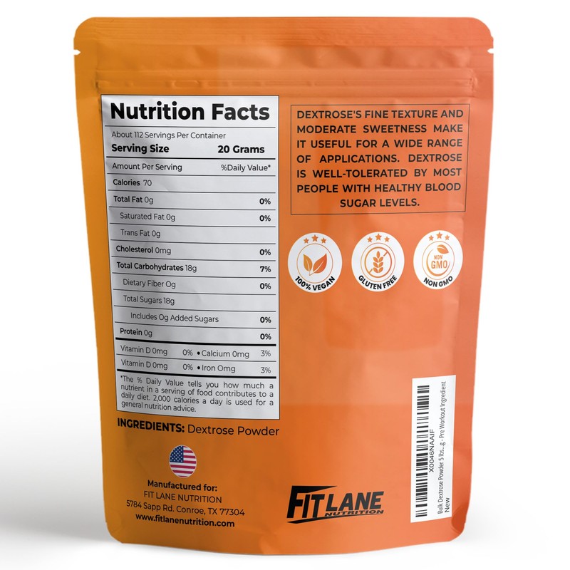 Bulk Dextrose Powder 5 lbs - Pure Carbs Unflavored -