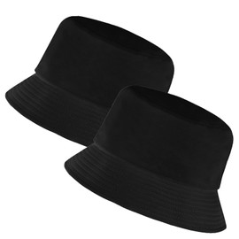 Rosoz 1 & 2 Pack Bucket Hat for Women Men Summer Travel Beach Sun Hat Outdoor Cap Unisex Bucket Hats, 2pck-black/Black, 7 1/8-7 1/4