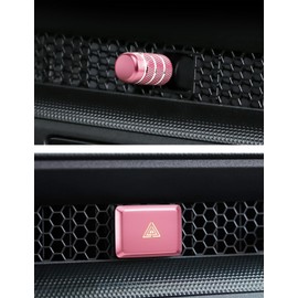 DvlynAuroa Interior Accessories for Honda Civic 2022-2025 & CRV & Acura Integra 2023-2025, 5pcs Aluminum Alloy Trim Set - Hazard Warning Light Button Cover, Air Vents Outlet Knob Covers (Pink)