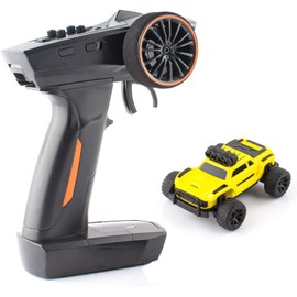 SVERTIBO Turbo Racing 1:76 Scale RC Sport Car, Table Racing 2.4GHZ Remote Control Mini Model Crawler Car with Full Proportional RTR for Adults Toys (Monster Truck Yellow C81)