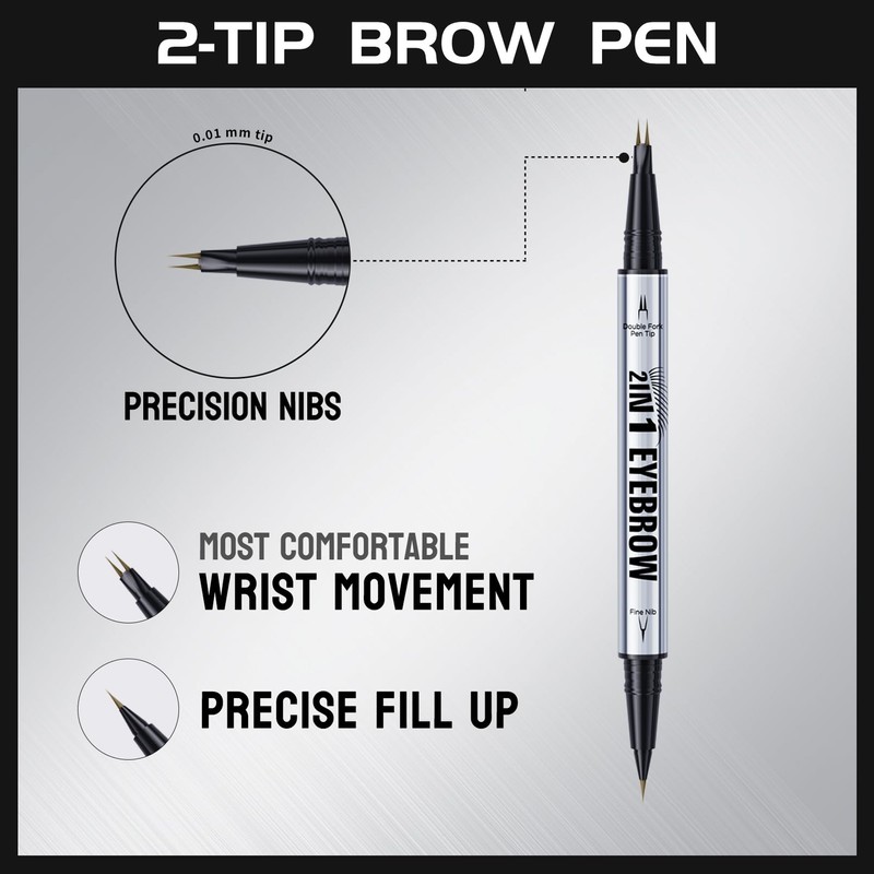 Eyebrow Pencil, Microblading Eyebrow Pen, 2-In-1 Dual-Ended Eye Brow Pencil