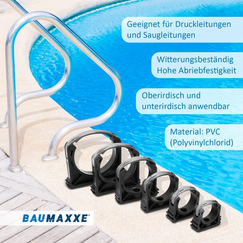 PVC Pipe Clamp Set, 63 mm, Plastic, Pack of 10,