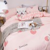 Michorinee Pink Strawberry Girls Bedding Set Single Bed Fruit Print