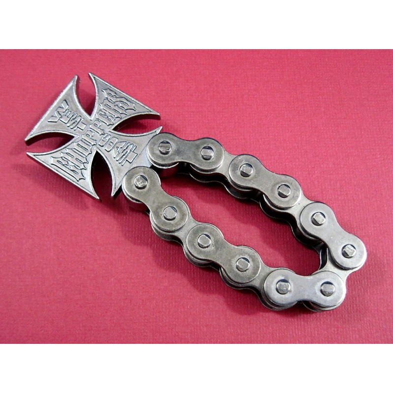 WEST COAST CHOPPERS Iron Cross Logo Motorcycle Chain Beer Bottle
