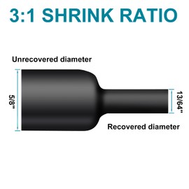 5/8 Inch Heat Shrink Tubing - 10 Ft 3:1Ratio Waterproof Heat Shrink Tubin - Adhesive Lined,Dual Wall Adhesive Shrinkable Wire Wrap Tube - Black
