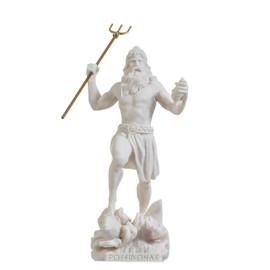 Poseidon Greek God of the Sea with Trident Statue Figure Alabaster 23 cm
