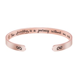 Sister Friendship Bracelets for Women Best Friend Bestie Friendship Cuff Bracelets for Girls Inspire Stainless Steel Jewelry Mantra A True Friendship is A Journey Without an End