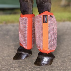 Schneiders Ripstop Mesh II Non-Fitted Horse Fly Boots | 300D Textured Nylon | 40% UV Protection | Maximum Breathability & Comfort for Fly Control | Set of 4 | Color Orange | Size Pony