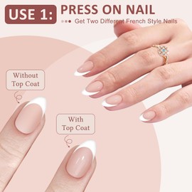 150pcs French Press On Nail - Mother's Day Gifts for Women Girls 2 in 1 Short Almond Soft White Tips Press On Nails, Natural Stick On Nails in 15 Sizes