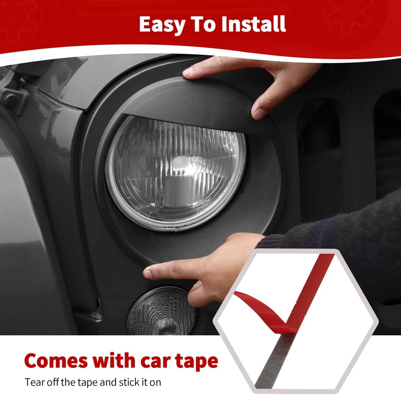 JOSHELA for Jeep JK Angry Eyes Headlight Cover Trim Fit