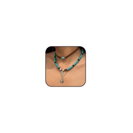 RadiVibe Western Necklaces for Women Cowgirl Outfits for Women Boho Layered Turquoise Necklaces Western Jewelry Country Concert Outfits Turquoise Jewellery for Women