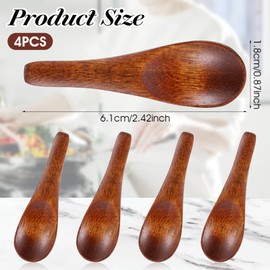 JJUNW 4 Pcs Handmade Tiny Wooden Spoons, 2.4in Tiny Spoons for Spices, Mini Wooden Spoons for Sauces Sugar Salt Dips Spices Honey Mustard Cooking (4)