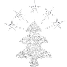 100 Pieces Plastic Christmas Tree Bulbs and 5 Stars Replacement Tree Bulbs for Ceramic Christmas Tree Decorations (Transparent, 4.7 mm Diameter)