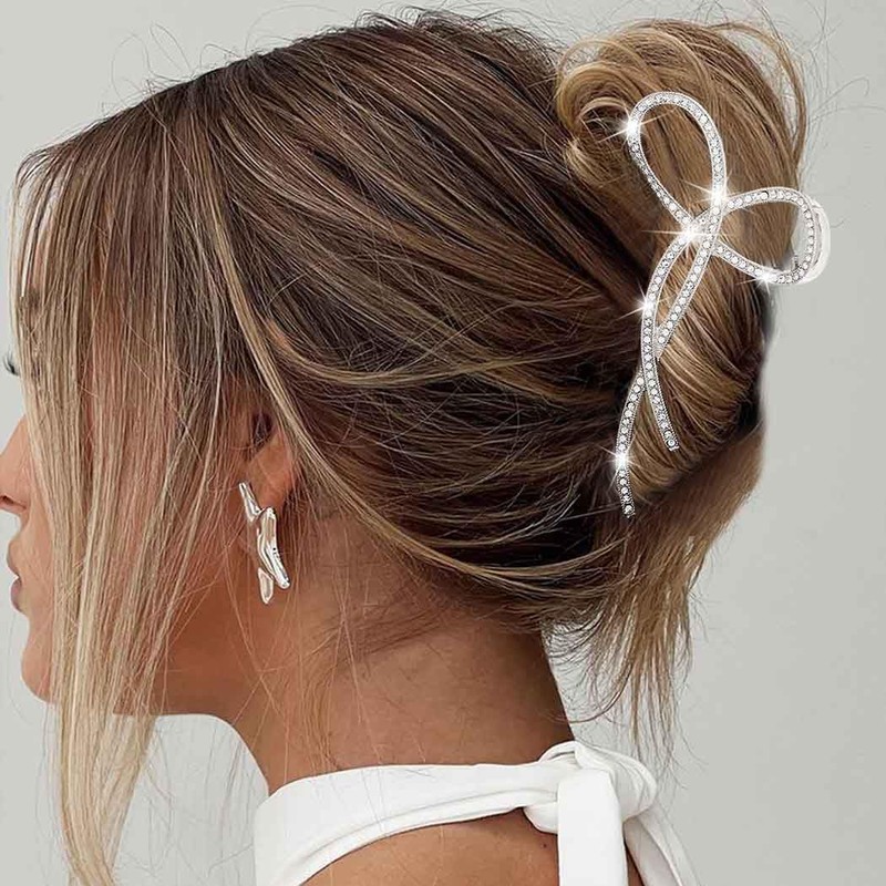 BARTOSI Gold Bow Claw Clips Metal Hair Claw Clips Large