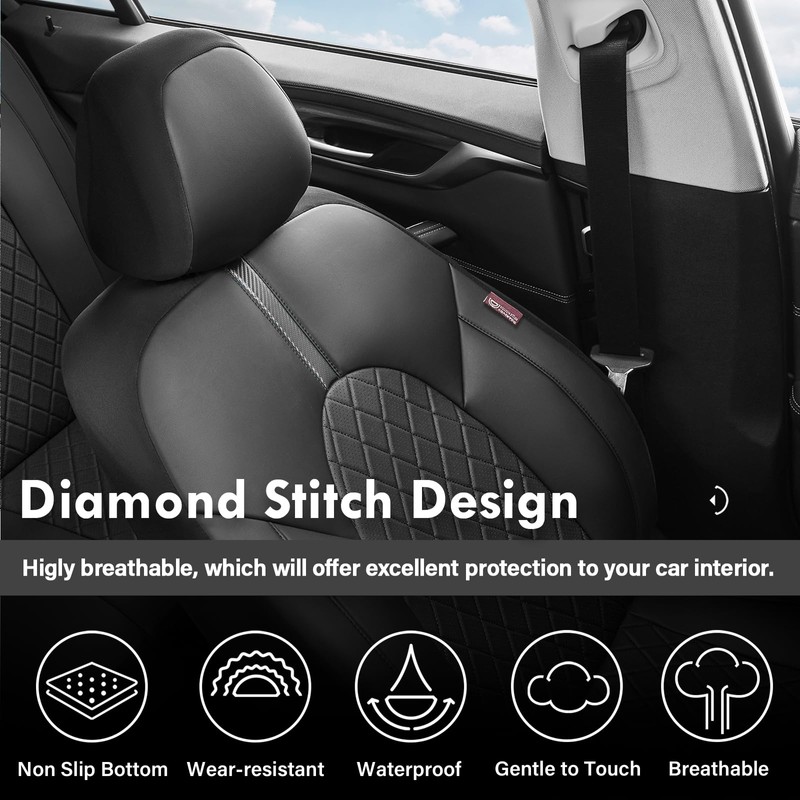 Coverado Seat Covers, Car Seat Covers Full Set, Black Front