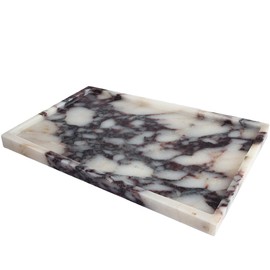 YMXYJM Luxury 100% Real Marble Tray, Genuine Natural Marble Vanity Tray, Stone Storage Trays for Home Decor Bathroom/Kitchen/Dresser, Non-Resin/Non-Ceramic, 11.7" x 7.8", Calacatta Viola Purple