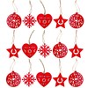 Robelli Pack of 16 Assorted Red Wooden Christmas Tree Hanging