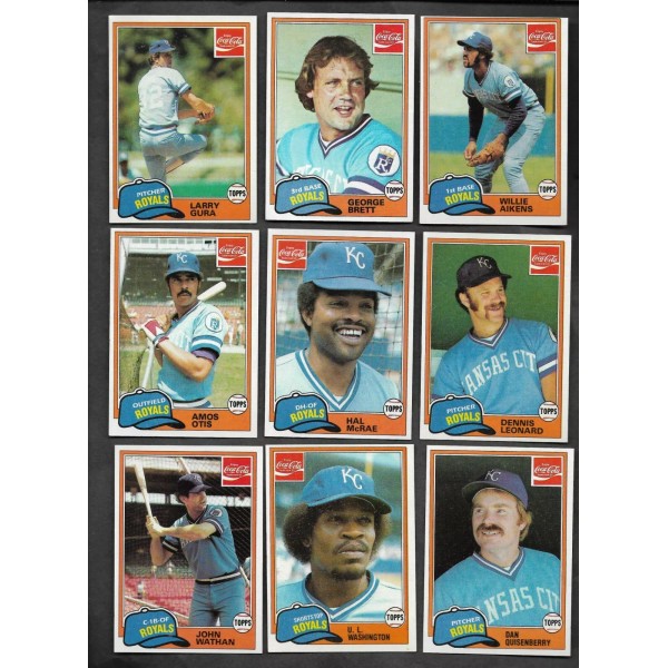 1981 TOPPS COCA-COLA KANSAS CITY ROYALS TEAM SET (12) BRETT