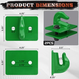 AMBULL 2 Pack 3/8" Tractor Bucket Grab Hook Grade 70 Forged Steel Bolt On Grab Hook Tow Hook Mount with Backer Plate,Work Well for Tractor Bucket, RV, UTV,Truck, Max 15,000 lbs, Dark Green