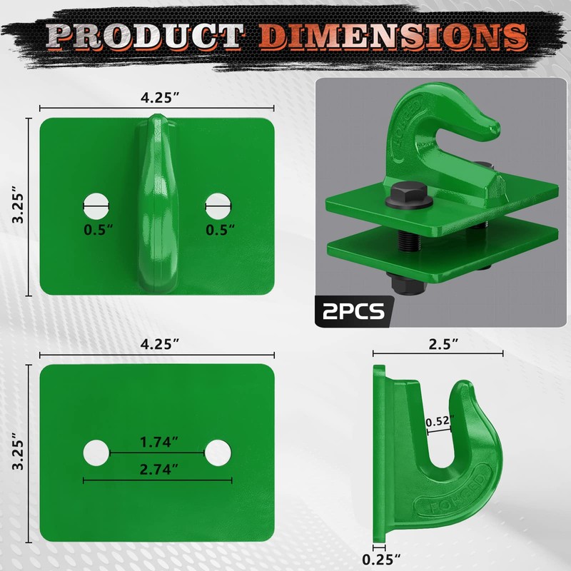 AMBULL 2 Pack 3/8" Tractor Bucket Grab Hook Grade 70