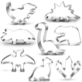 Dinosaur Cookie Cutter Set, 8-Piece-Trex, Brontosaurus, Spinosaurus, Brachiosaurus, Triceratops, Dinosaur Head Footprint, Dinosaur Cookie Cutter Baking Mould for Kids Dinosaur Party