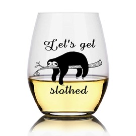 Funny sloth Stemless Wine Glass, Cute Funny Sloth Gifts for Women, Christmas Gifts, Happy Valentine Gift, for Boy Friend, Girl Friend, Her His Birthday Anniversar