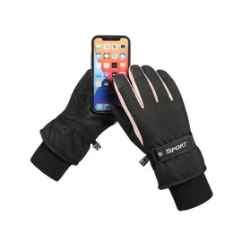 OneCut Women's Ski Gloves, Touchscreen Winter Gloves with Fleece, Warm, Windproof, Thermal Gloves for Skiing, Snowboarding, Running, Cycling, Hiking, Winter Sports (Black)