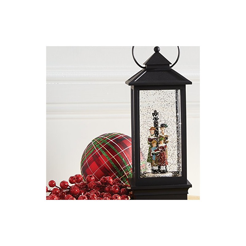 Raz Imports Lighted Snow Globe Lantern: 11 Inch, Black Holiday