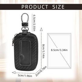 AdiStylinno Car Key Fob Case, PU Leather Key Holder with Keychain and Carabiner, Car Key Cover Key Pouch for Men Women (Black)