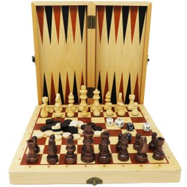 Hansen Classic Game Collection - Quiet Cork Finish Backgammon Set with Wooden Dice Cups and Brown Leather Finish Case - 105308