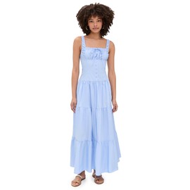 MOON RIVER Women's Sleeveless Corset Top Maxi Dress, Light Blue, L