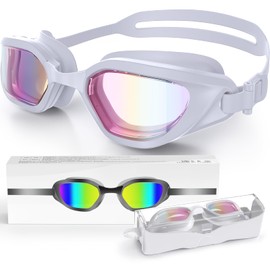 Zeligerstar Swimming Goggles, Goggles Swimming Adult with 3 Sizes Nose Bridges, Anti-Fog UV Protection No Leaking Adjustable Swim Goggles for Men Women Junior