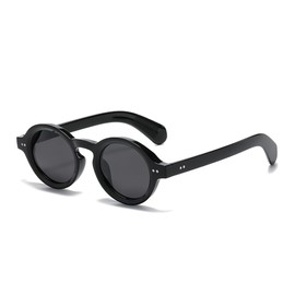 WDZAYXC Round Polarized Sunglasses with Thick Frame for Men and Women, black/grey