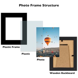 JCJMY 3x4 Picture Frame Black for Tabletop or Wall, 3 x 4 Wall Gallery Poster Photo Frame with Shatter Resistant Plexiglass, Black