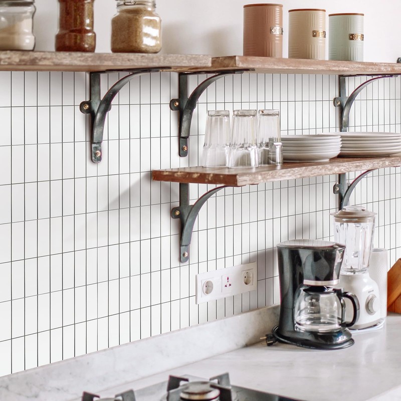 HOMEART Peel and Stick Backsplash Subway Tile, Stacked Bond Linear