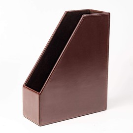 Dacasso Dark Brown Bonded Leather Magazine Rack