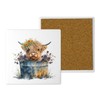 Ceramic Coasters – Handprinted Watercolour Highland Cows - Set of