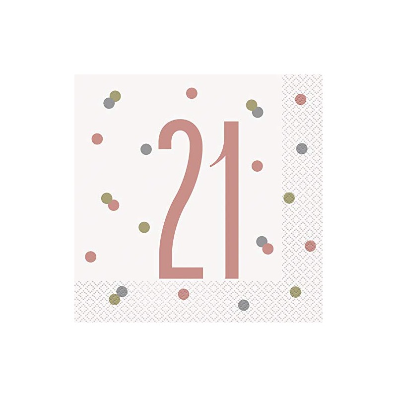 Elegant Rose Gold 21st Glitz Luncheon Napkins (16cm) - Perfect