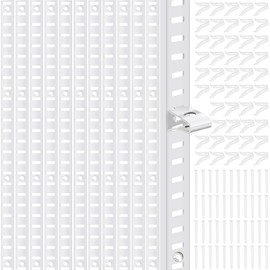 12 Pcs 36 Inch Pilaster Shelf Brackets and 72 Pcs Shelf Clips Adjustable Shelf Pilaster Standards Metal Mortise Mount Pilaster Shelf Track for Wall Shelving System Closet Organization Storage (White)