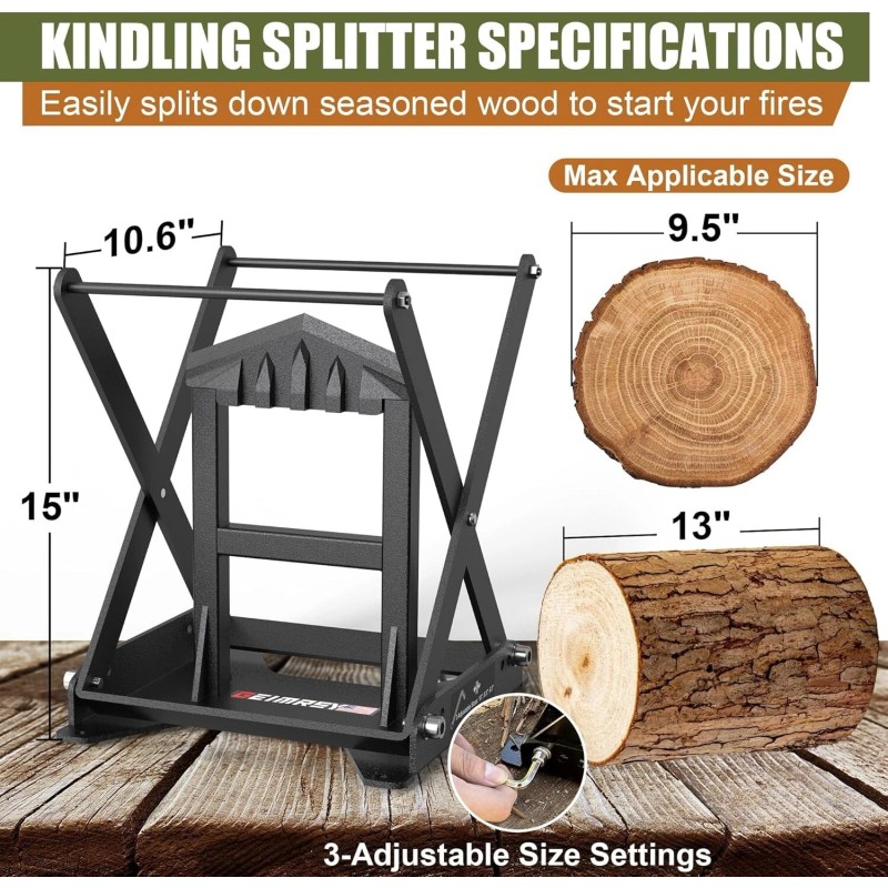 Geimrsy Heavy Duty Manual Kindling Firewood Log Splitter, 3 Size