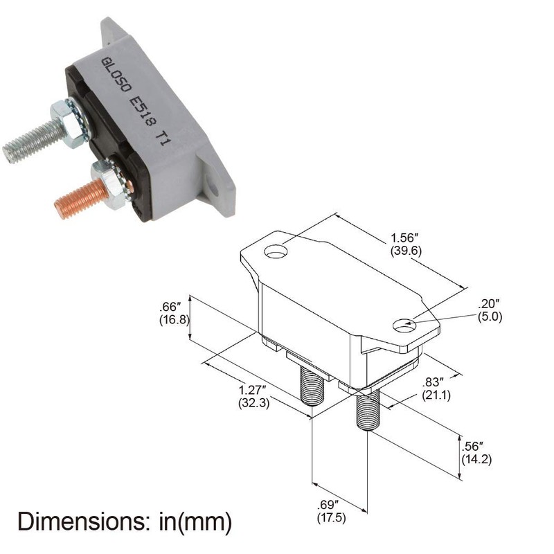 GLOSO E518 Stud Type Circuit Breakers, Crosswise Bracket, Auto Reset